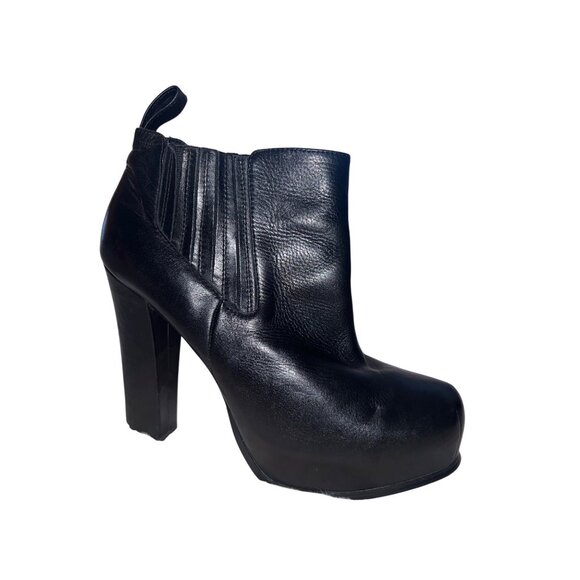 Steve‎ Madden Saffronn Platform Boots Size 10 Black Leather Ankle Booties - Picture 1 of 10